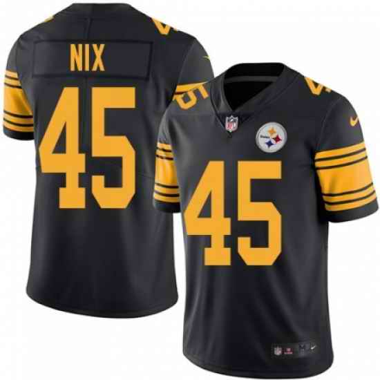 Men Nike Pittsburgh Steelers #45 Roosevelt Nix Black Color Rush Limited Jersey
